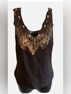 Ralph Lauren Black Camisole with Metallic Sequin V